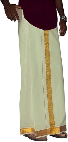 Cotton Saree Border Dhotis with Pocket Vesti Mundu Sarong Kerala Kasavu Sari Border Kattikko Ottikko Dhoti in Saudi Arabia