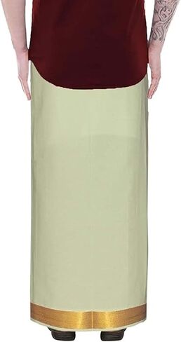 Cotton Saree Border Dhotis with Pocket Vesti Mundu Sarong Kerala Kasavu Sari Border Kattikko Ottikko Dhoti in Saudi Arabia