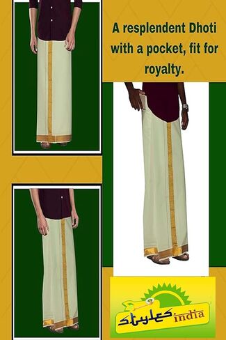 Cotton Saree Border Dhotis with Pocket Vesti Mundu Sarong Kerala Kasavu Sari Border Kattikko Ottikko Dhoti in Saudi Arabia