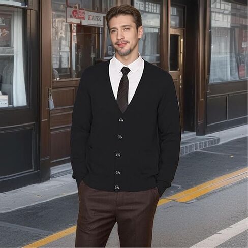 Ciormis Men's Cardigan Sweaters with Buttons - Casual V Neck Long Sleeve Knitted Knitted Sweater with Pockets in Saudi Arabia