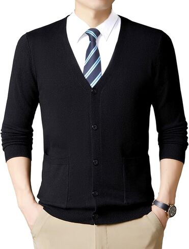Ciormis Men's Cardigan Sweaters with Buttons - Casual V Neck Long Sleeve Knitted Knitted Sweater with Pockets in Saudi Arabia