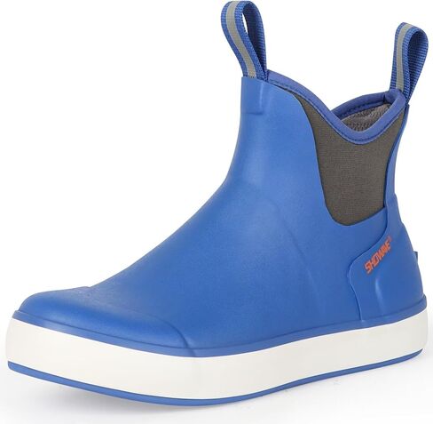 Showave Men's Deck Boots مقاومة للماء في الكاحل الملحون المطر التمهيد الحذاء الصيد أحذية مطاط in Kuwait