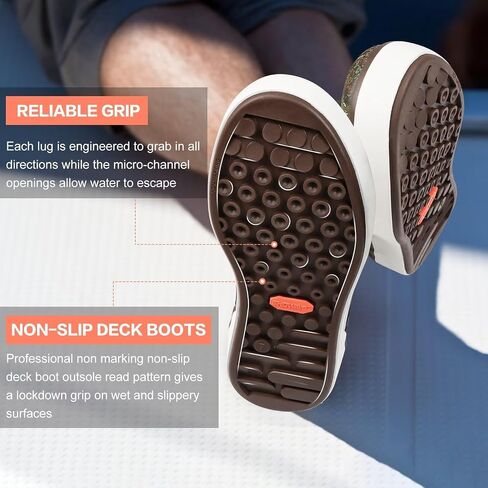 Showave Men's Deck Boots مقاومة للماء في الكاحل الملحون المطر التمهيد الحذاء الصيد أحذية مطاط in Saudi Arabia
