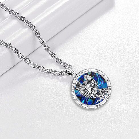 Odinstone 925 Sterling Silver St Michael/St Christopher/St Benedict/Jesus Crucifix/St Uriel/Archangel Raphael Medal Necklace for Men Women Religious Amulets Jewelry Gifts in Kuwait