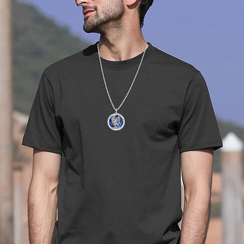 Odinstone 925 Sterling Silver St Michael/St Christopher/St Benedict/Jesus Crucifix/St Uriel/Archangel Raphael Medal Necklace for Men Women Religious Amulets Jewelry Gifts in Kuwait