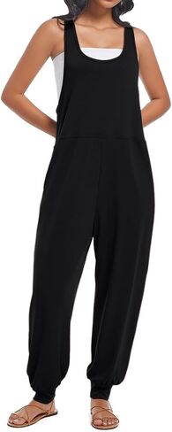 Women's Casual Loose Sleeveless Jumpsuits Harem Long Pants Romper Overalls with Pockets 2025 Summer Trendy Outfits in Saudi Arabia