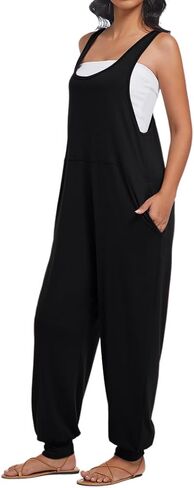 Women's Casual Loose Sleeveless Jumpsuits Harem Long Pants Romper Overalls with Pockets 2025 Summer Trendy Outfits in Saudi Arabia