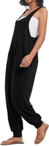 Women's Casual Loose Sleeveless Jumpsuits Harem Long Pants Romper Overalls with Pockets 2025 Summer Trendy Outfits in Saudi Arabia
