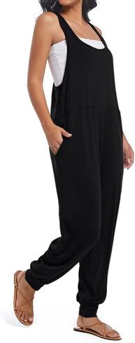Women's Casual Loose Sleeveless Jumpsuits Harem Long Pants Romper Overalls with Pockets 2025 Summer Trendy Outfits in Saudi Arabia