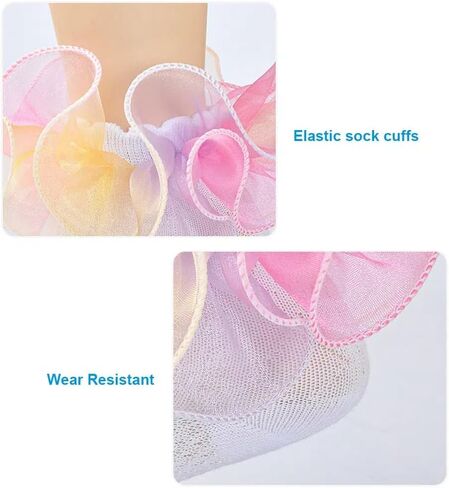 DEEKEY Baby Girls Socks Toddler Ruffle Socks Girls Frilly Lace Dress Socks Cotton Crew Socks in Kuwait
