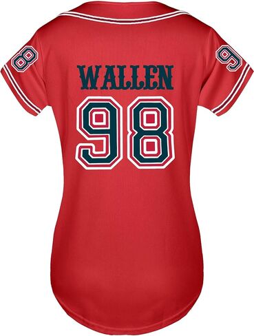 Women 98 Baseball Jersey Country Music Graphic Shirt Vintage Button Down Tshirt Fan Tops in Saudi Arabia