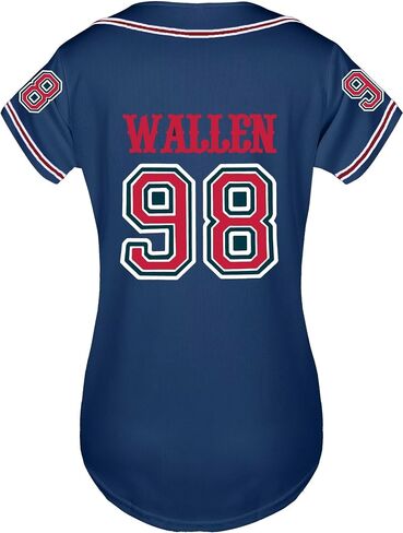Women 98 Baseball Jersey Country Music Graphic Shirt Vintage Button Down Tshirt Fan Tops in Saudi Arabia