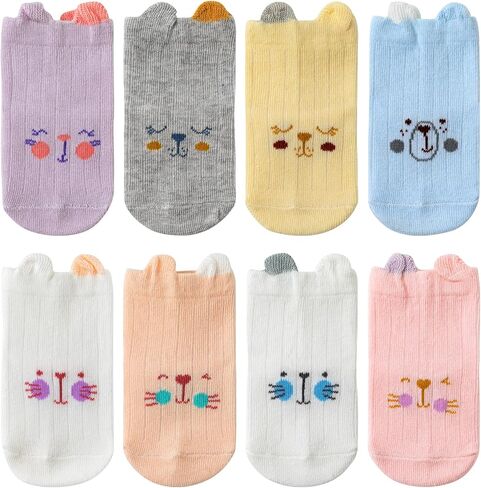 DEEKEY Baby Girls Socks Toddler Ruffle Socks Girls Frilly Lace Dress Socks Cotton Crew Socks in Kuwait