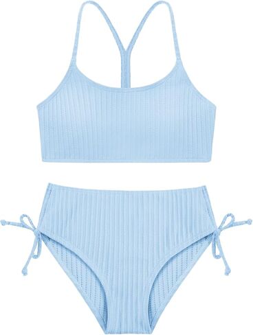 Weixinbuy Girls Swimsuits بدلة السباحة الصيفية للشباب Girls 2 قطعة بيكيني مجموعة الشاطئ الصلبة ملابس السباحة in Kuwait