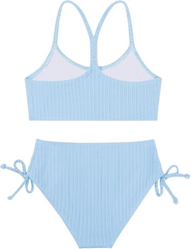 Weixinbuy Girls Swimsuits بدلة السباحة الصيفية للشباب Girls 2 قطعة بيكيني مجموعة الشاطئ الصلبة ملابس السباحة in Kuwait