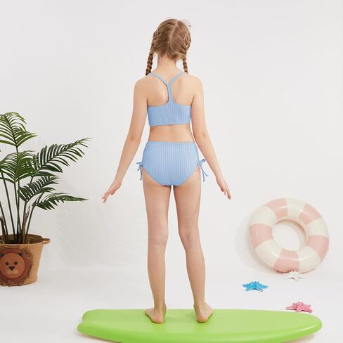 Weixinbuy Girls Swimsuits بدلة السباحة الصيفية للشباب Girls 2 قطعة بيكيني مجموعة الشاطئ الصلبة ملابس السباحة in Kuwait