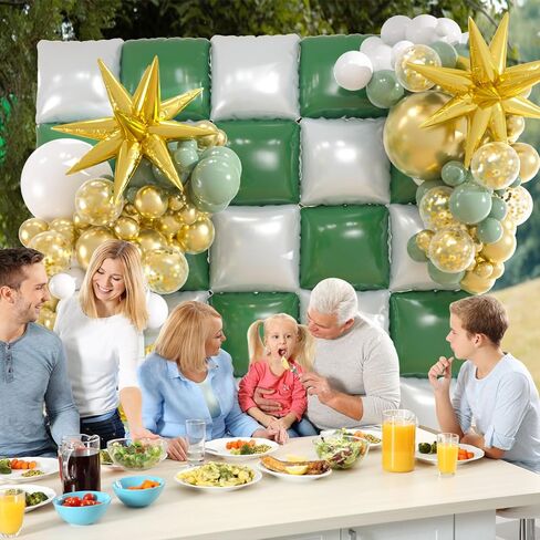Black and Gold Foil Square Balloon Backdrop Wall With 139pcs Gold Black Latex Starburst Balloons Arch, Double Sided Balloon Tunnel for Birthday 2025 New Year Graduation Party Decoration in Kuwait