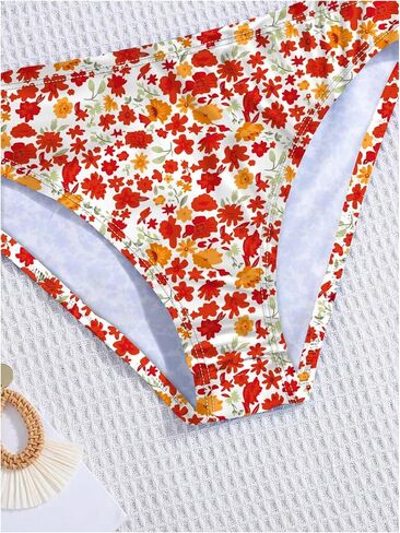 Milumia Girl's 2 Piece Bikini Set Ditsy Floral V Neck Spaghetti Strap Swimsuit in Kuwait