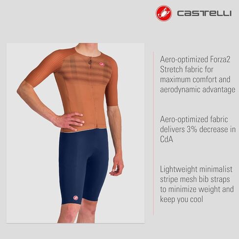 Castelli Men's Aero Race S Bibshort ، ملابس ركوب الدراجات الهوائية ، وسادة مقاعد مؤيدة للمستوى لركوب الدراجات والسباق العلوي على المستوى الأعلى in Kuwait