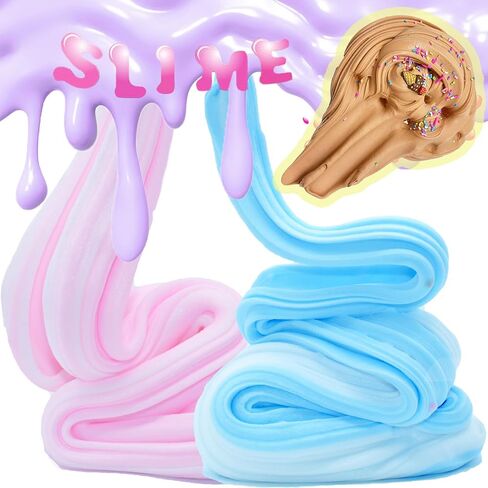 Blue Cake Slime,Non Sticky,Super Soft Sludge Toy,Birthday Gifts for Kids 4-12,DIY Butter Slime Party Favor for Girls & Boys in Saudi Arabia