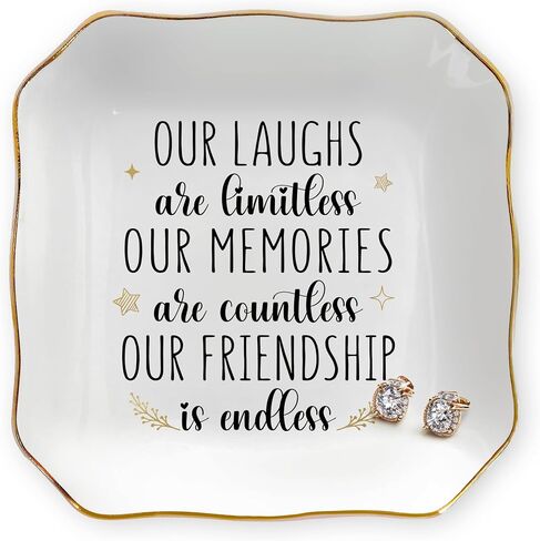 OASSIE Friendship Gifts for Women Friends - Decorative Trinket Dish 4"x4" Ceramic Jewelry Dish Tray - Mothers Day Birthday Gifts for Friends Women Friendship Bestie BFF Sister in Saudi Arabia