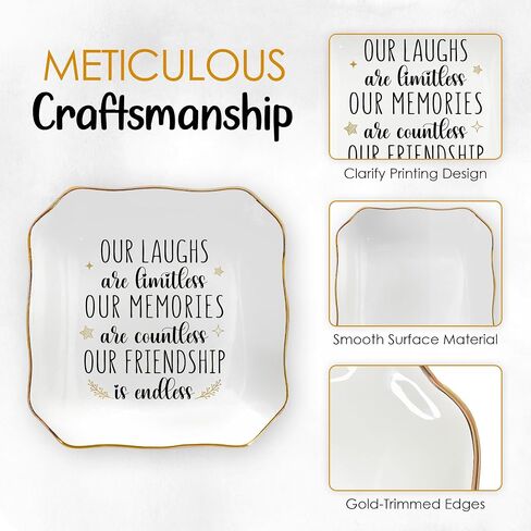 OASSIE Friendship Gifts for Women Friends - Decorative Trinket Dish 4"x4" Ceramic Jewelry Dish Tray - Mothers Day Birthday Gifts for Friends Women Friendship Bestie BFF Sister in Saudi Arabia