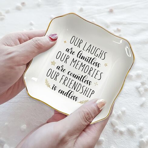OASSIE Friendship Gifts for Women Friends - Decorative Trinket Dish 4"x4" Ceramic Jewelry Dish Tray - Mothers Day Birthday Gifts for Friends Women Friendship Bestie BFF Sister in Saudi Arabia