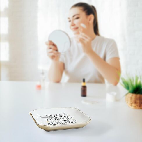 OASSIE Friendship Gifts for Women Friends - Decorative Trinket Dish 4"x4" Ceramic Jewelry Dish Tray - Mothers Day Birthday Gifts for Friends Women Friendship Bestie BFF Sister in Saudi Arabia