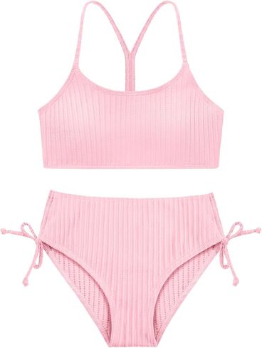 Weixinbuy Girls Swimsuits بدلة السباحة الصيفية للشباب Girls 2 قطعة بيكيني مجموعة الشاطئ الصلبة ملابس السباحة in Kuwait