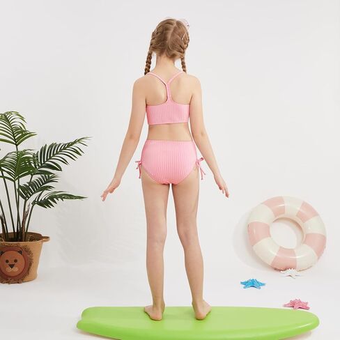 Weixinbuy Girls Swimsuits بدلة السباحة الصيفية للشباب Girls 2 قطعة بيكيني مجموعة الشاطئ الصلبة ملابس السباحة in Kuwait