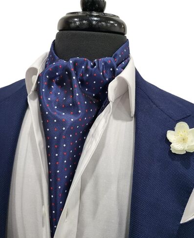 Elnuk Styles Men's Cravat Self Tie -Loved Reck Wear Diarf Ascot (Dots Blue Polka) ، الأزرق ، كبير in Saudi Arabia