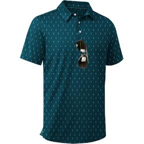 ZITY Men's Golf Shirts Short Sleeve Moisture Wicking Performance Print Patterns Casual Collared Golf Polo Shirt for Men