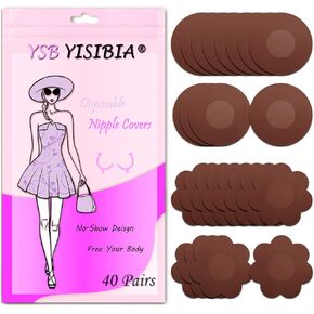 YISIBIA 40 Pcs Nipple Covers For Women Disposable Self-Adhesive No Show Nipple Pasties Petals Stickers Breast Pasties
