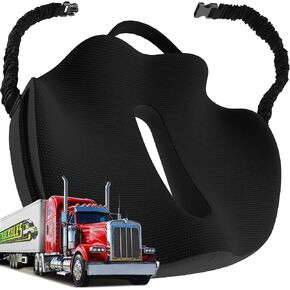 X-Large Truck Seat Cushion for Truck Driver Seat Cushion - Upgraded Back Support, CertiPUR-US® Certified - Thick Memory Foam, Pain Relief for Hours of Driving, Trucker Approved Big Rig - Black