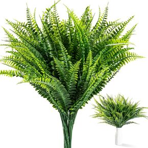6 PCS Fake Fern - Artificial Ferns for Outdoors Faux Ferns for Outdoor Planter Large Outdoor Patio Decor Boston Fern Artificial Plants Faux Greenery Outdoor Porch Decor