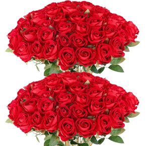 60 Pcs Artificial Roses Bulk Velvet Silk White Roses White Roses for Wedding Centerpieces Bridal Bouquet Mohter's Day Valentine's Day Home Decor (60, White)
