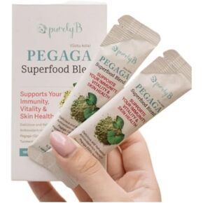 Pegaga Herbal Supplement Travel Pack, Traditional Malay Blend with Turmeric, 7 Sachets