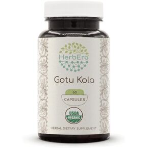 كبسولات GOTU KOLA USDA | كبسولات نباتية عضوية معتمدة ، مكملات الغذائية العشبية | Centella Asiatica المجفف العشبة (60 عدد)