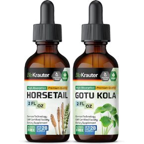 BIO KRAUTER Horsetail Tincture 2 Fl. Oz. & Gotu Kola Tincture 2 Fl. Oz.