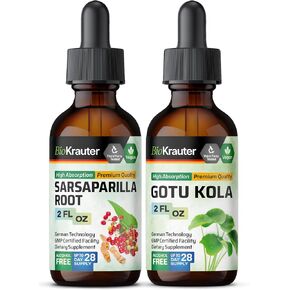 BIO KRAUTER Sarsaparilla Tincture 2 Fl. Oz. & Gotu Kola Tincture 2 Fl. Oz.