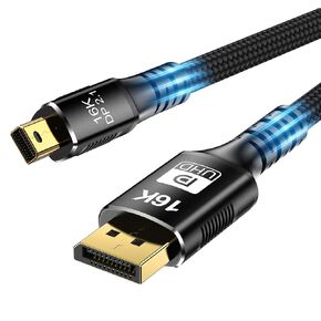 DisplayPort Cable 2.1 DP 80Gbps 3FT/6FT/10FT/15FT Support 4K@144Hz/165Hz/240Hz, 8K@120Hz/10K@60Hz/16K@60Hz Compatible DisplayPort 2.0/1.4, HDCP/ DSC1.2a/ HDR10 for 4090 Graphics PC(3.3FT)
