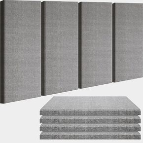 لوحات صوتية صوتية بوبوس 4 PCS ، 24''x12 '' ألواح جدارية مقاومة للصوت ، لوحات امتصاص الصوت ذاتية اللصق للاستوديوهات ، المكتب ، المسرح المنزلي (أسود)