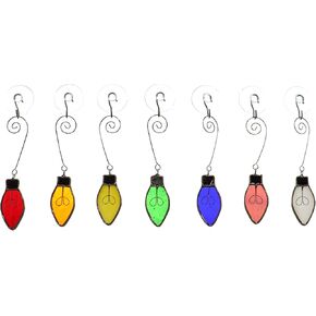 Bieye W10102 7pcs Tiffany Style Glass Window Hangings for Home Decor (Light Light Bulb)