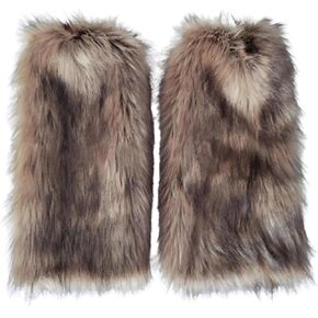 Womens Fur Leg Warmer, Faux Fur Leg Warmers, Fur Leg Warmer Winter Furry Long Boot for Wolf Costume Leg Warmers in Winter Halloween Christmas Parties, Grass yellow