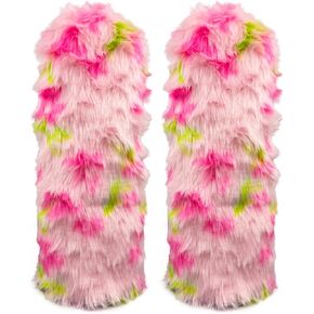 Womens Furry Leg Threals ، أصفاد زهرية نابضة بالحيوية تغطي إكسسوارات أزياء الحفلات في عيد الهالوين