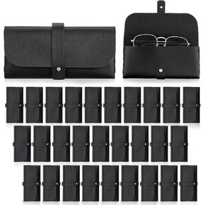 30 Pack Eyeglass Case Soft Glasses Case Studded Sunglasses Pouch Portable PU Leather Sunglasses Bag Travel Reading Glass Sleeve for Women Men