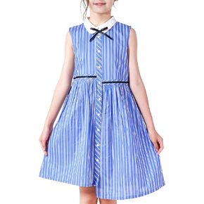 Sunny Fashion Girls Dress School Uniform Letter Print Sleeveless Ruffle Dress