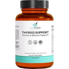 Thyroid Support Supplement with Iodine, Kelp, Ashwagandha, Selenium & Zinc – Supports Energy, Metabolism & Thyroid Health – L-Tyrosine, Schisandra & Bladderwrack – 60 Capsules