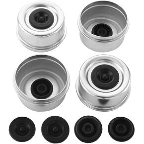 4 PCS 2.44'' Trailer Hub Dust Cap Trailer Axle Grease Cap with 8 Rubber Plugs, Steel Wheel Bearing Dust Caps Fit for Most Standard 5200 to 6000 Pound Axles Boat Dexter EZ Lube Trailer Camper RV