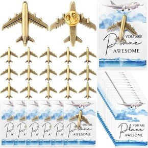Tondiamo Flight Attendant Appreciation Gifts Bulk Airplane Lapel Pins with Thank You Cards for Travel Adventure Accessories Suitcase Party Favors